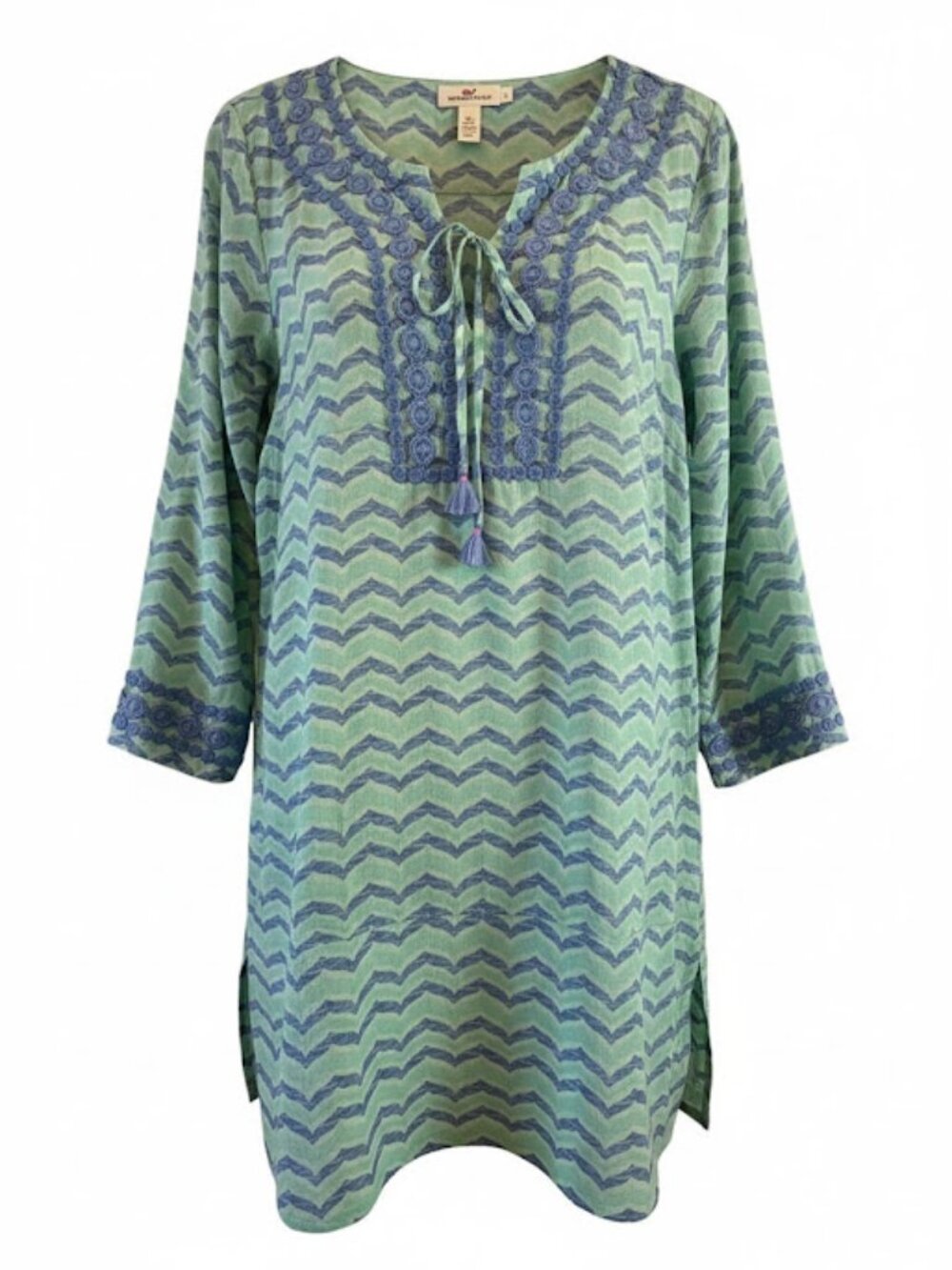 Cotton tunic swim cover-up Vineyard Vines chevron wave size large like new